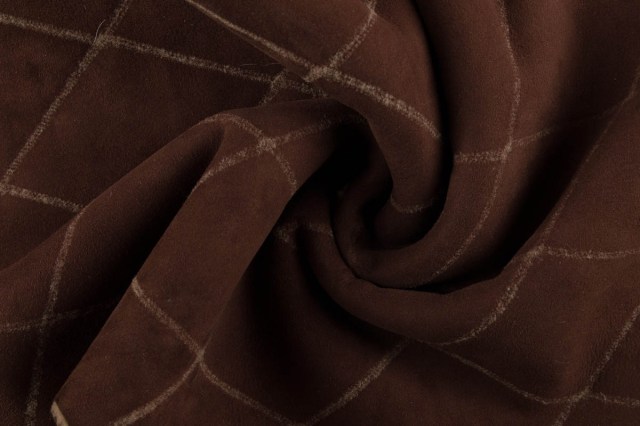 Montone merino double face ricamato motivo rombo tabacco shearling